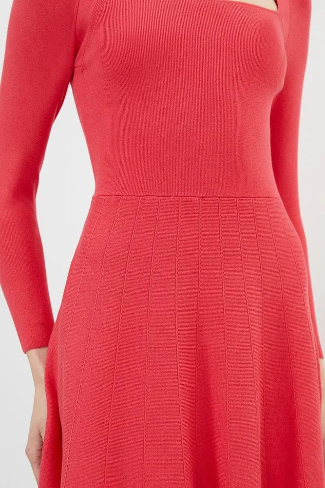 Dresses Women Karen Millen Viscose Blend Strapping Detail Midi Dress Coral