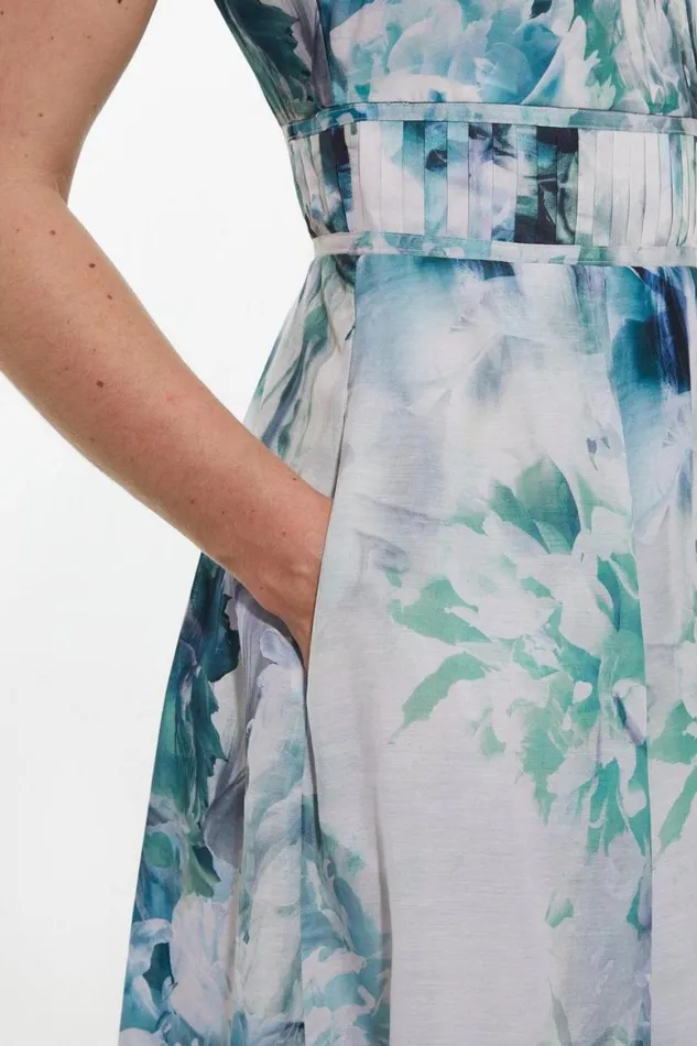 Dresses Women Karen Millen Watercolour Cotton Voile Strappy Woven Maxi Dress Blue