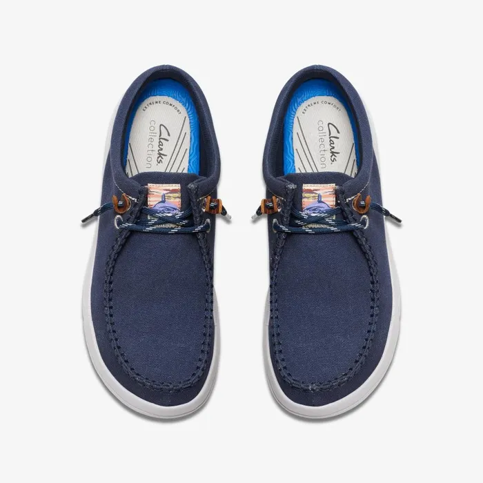Driftlite Surf Navy Canvas Men Clarks Loafers and Slip Ons