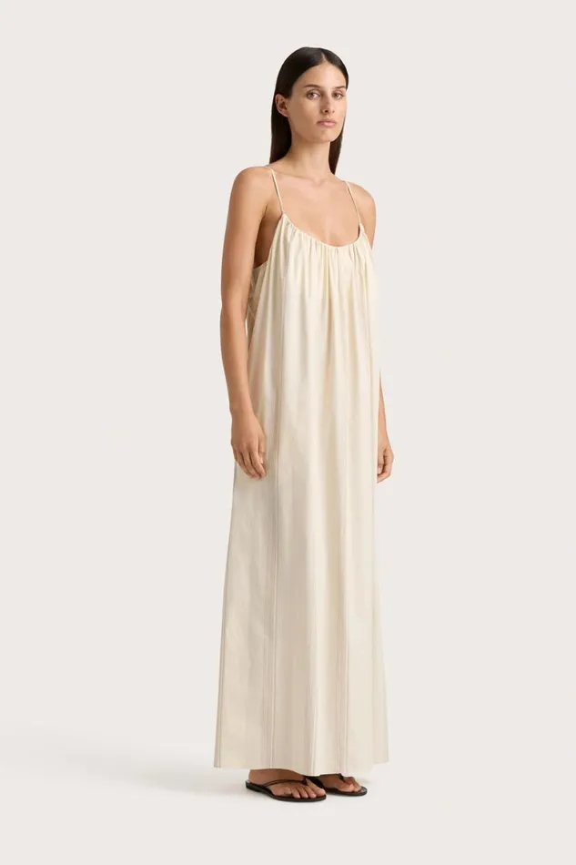 Faithfull The Brand Dresses En Vau Maxi Dress Foam Taupe Stripe 8211 Women