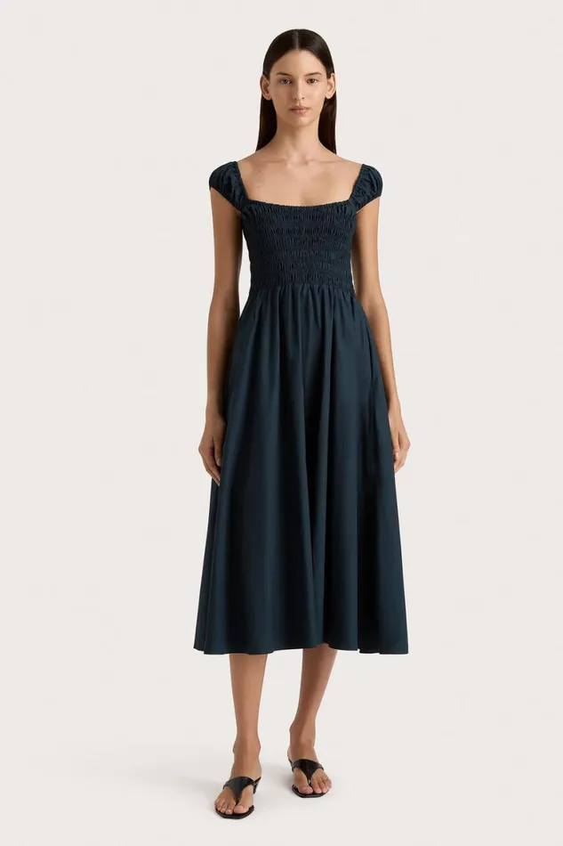 Faithfull The Brand Dresses Lene Midi Dress Navy 8211 Women