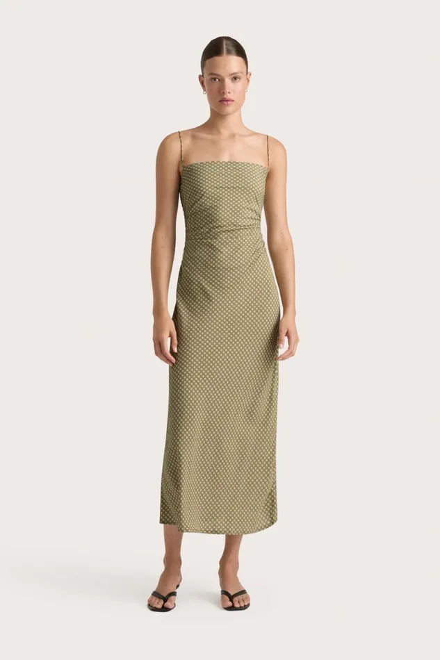Faithfull The Brand Dresses Rosas Midi Dress Oliander Khaki 8211 Women