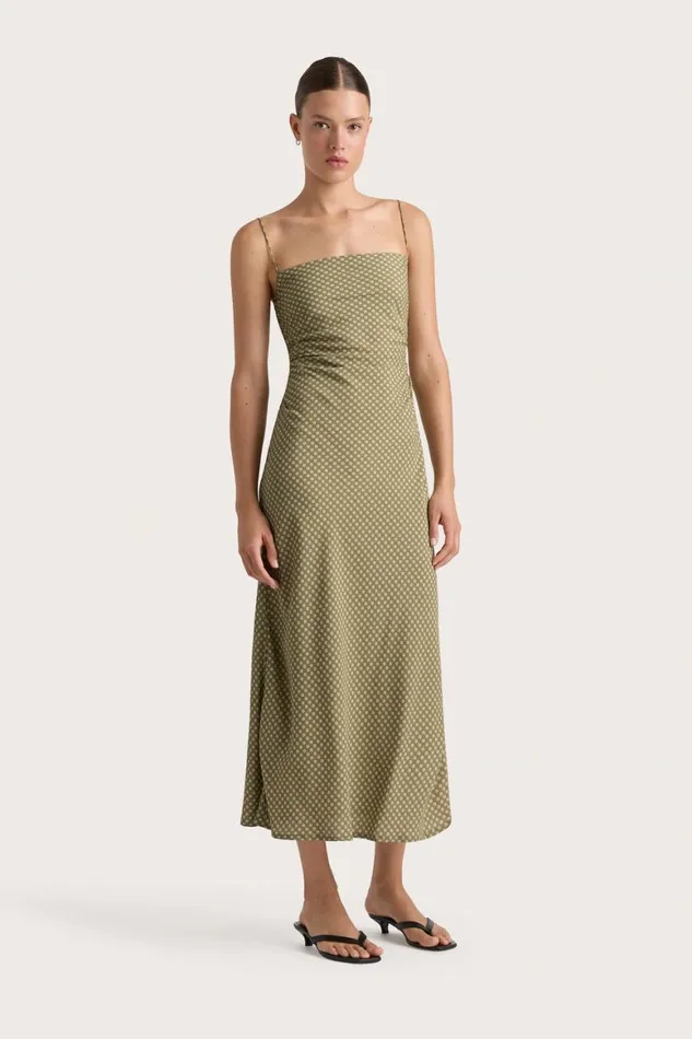 Faithfull The Brand Dresses Rosas Midi Dress Oliander Khaki 8211 Women Faithfull The Brand Dresses Rosas Midi Dress Oliander Khaki 8211 Women