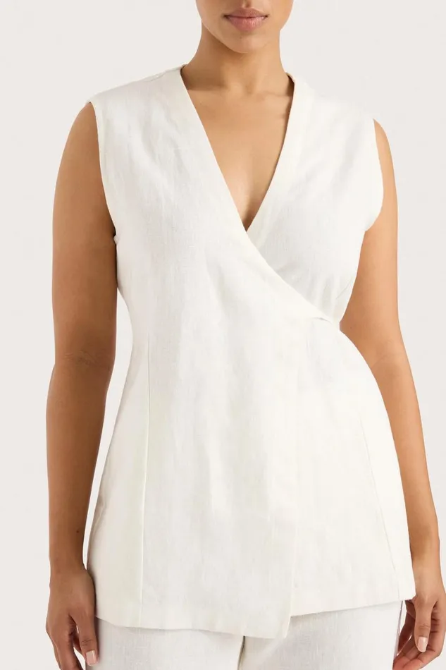 Faithfull The Brand Tops Lulea Wrap Vest White 8211 Women Faithfull The Brand Tops Lulea Wrap Vest White 8211 Women