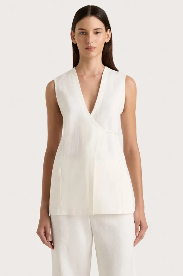 Faithfull The Brand Tops Lulea Wrap Vest White 8211 Women Faithfull The Brand Tops Lulea Wrap Vest White 8211 Women