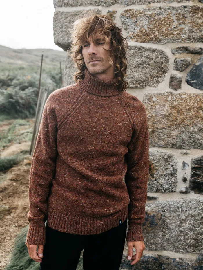 Finisterre Knitwear Men Furlong Roll Neck Sweater Spice