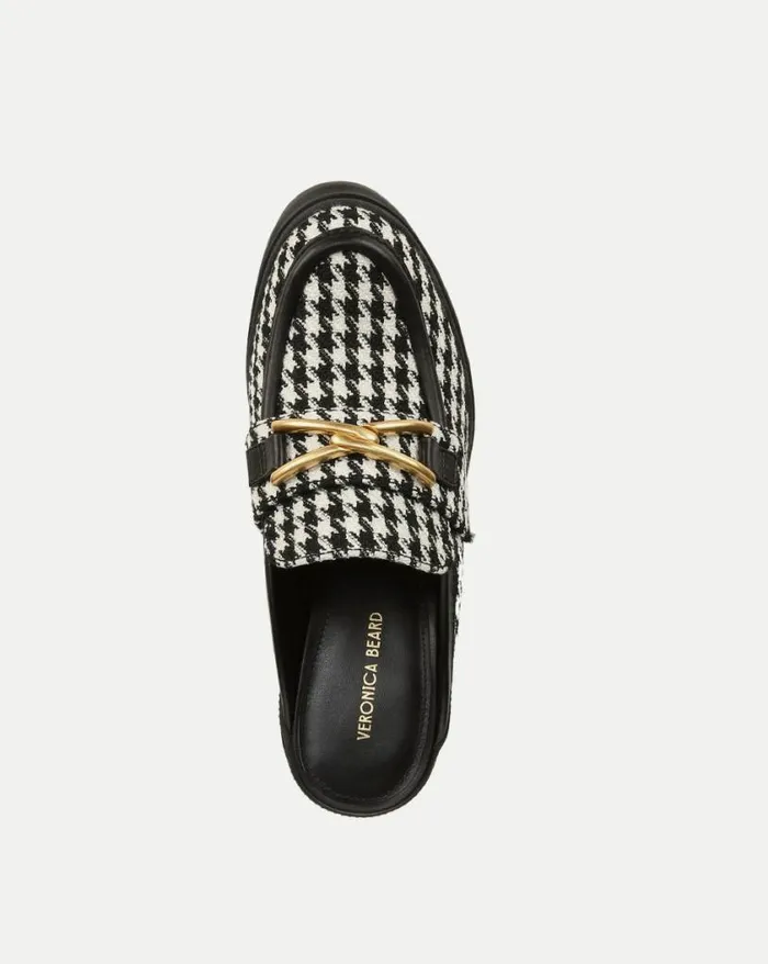 Flats and Loafers Shop Veronica Beard Wynter Houndstooth Loafer Mule Blackwhite
