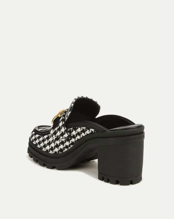 Flats and Loafers Shop Veronica Beard Wynter Houndstooth Loafer Mule Blackwhite