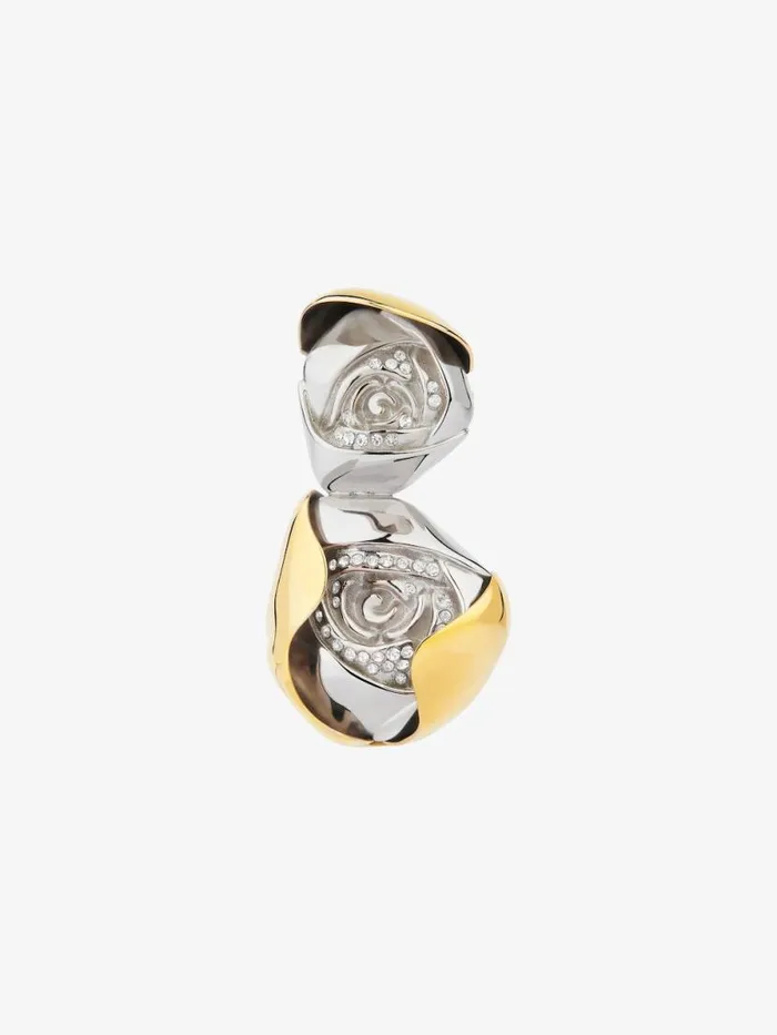 Flower Clip Earring In Metal With Crystals Goldensilvery Women Givenchy Jewelry