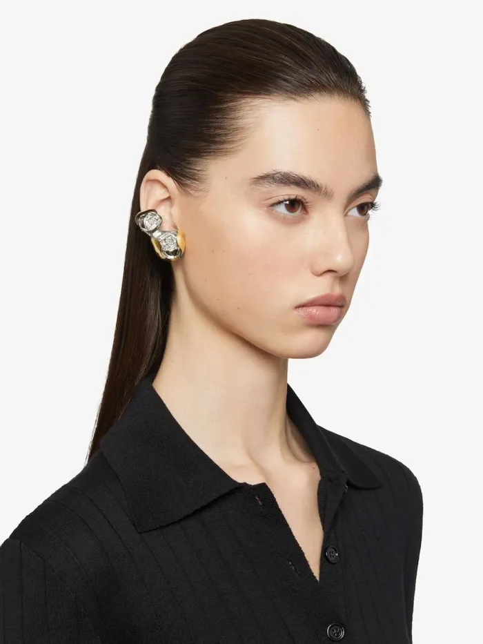 Flower Clip Earring In Metal With Crystals Goldensilvery Women Givenchy Jewelry