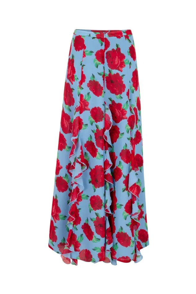 Georgia Skirt 8211 Blue Roses Women Cras Skirts and Shorts