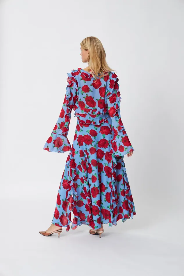 Georgia Skirt 8211 Blue Roses Women Cras Skirts and Shorts