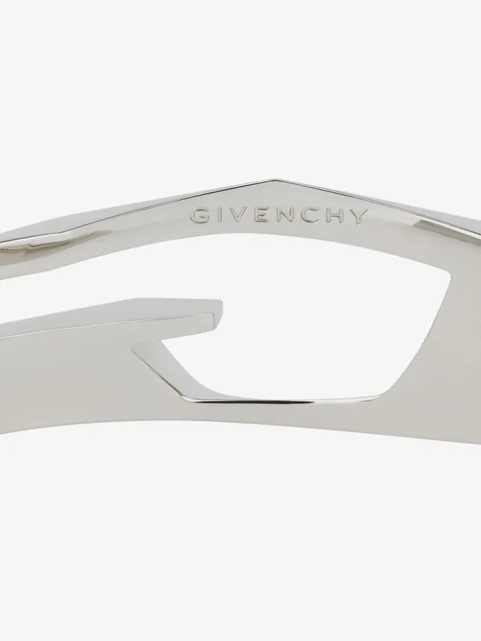 Giv Cut Bracelet In Metal And Leather Bluesilvery Men Givenchy Jewelry