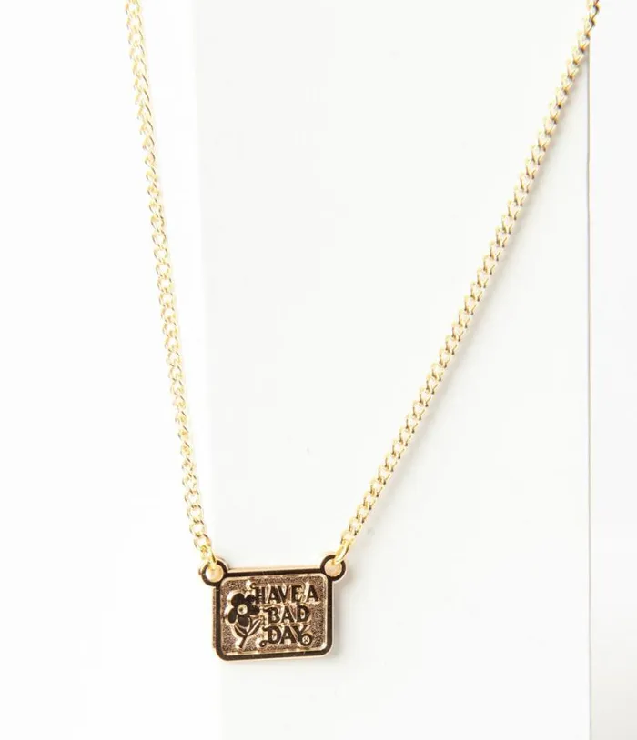 Gold Have A Bad Day Mini Charm Necklace Accessories Unique Vintage Necklaces