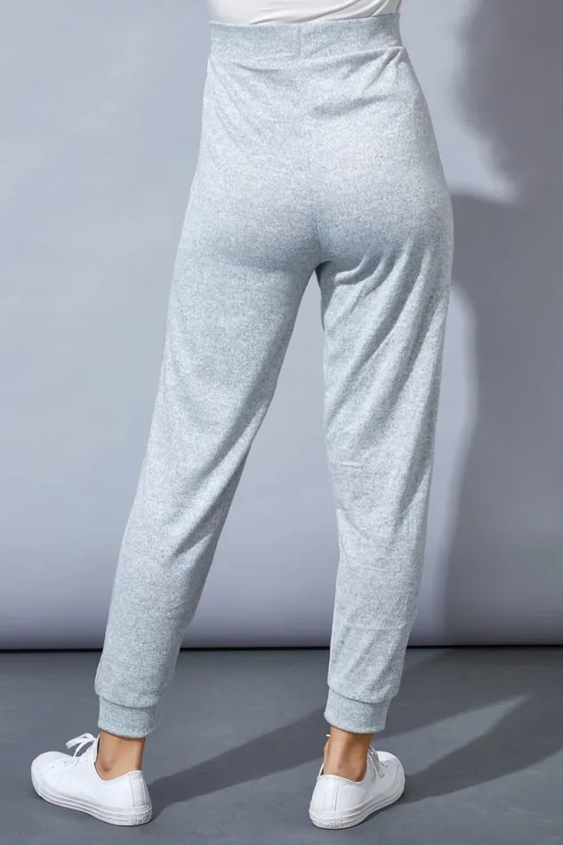 Grey Cuffed Drawstring Lounge Joggers Women Roman Trousers