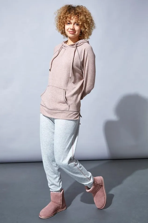 Grey Cuffed Drawstring Lounge Joggers Women Roman Trousers