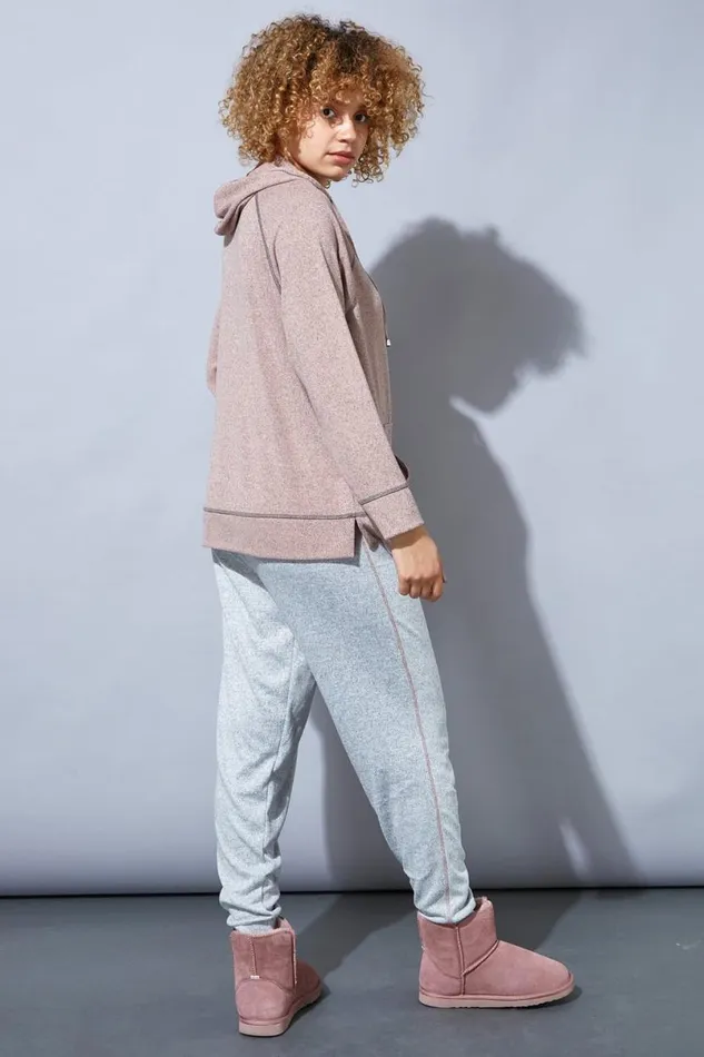 Grey Cuffed Drawstring Lounge Joggers Women Roman Trousers