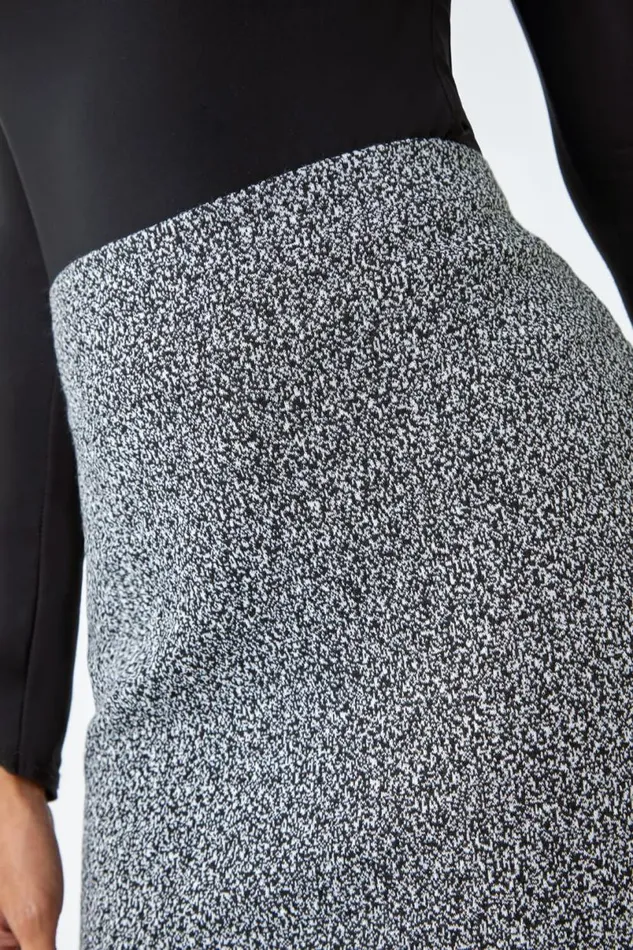 Grey Smart Textured Elastic Waist Stretch Skirt Women Roman Skirts