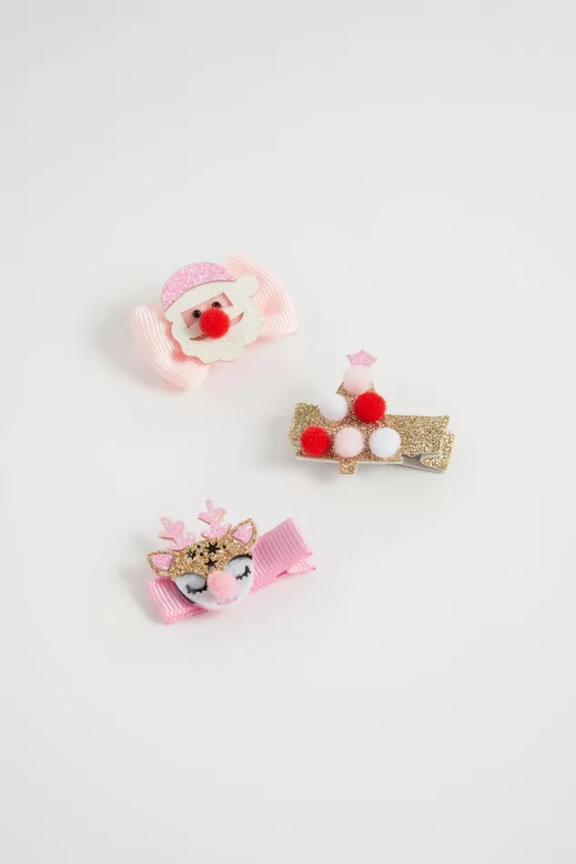 Hair Accessories Girl Seed Heritage Christmas Glitter Duck Clip Trio Multi