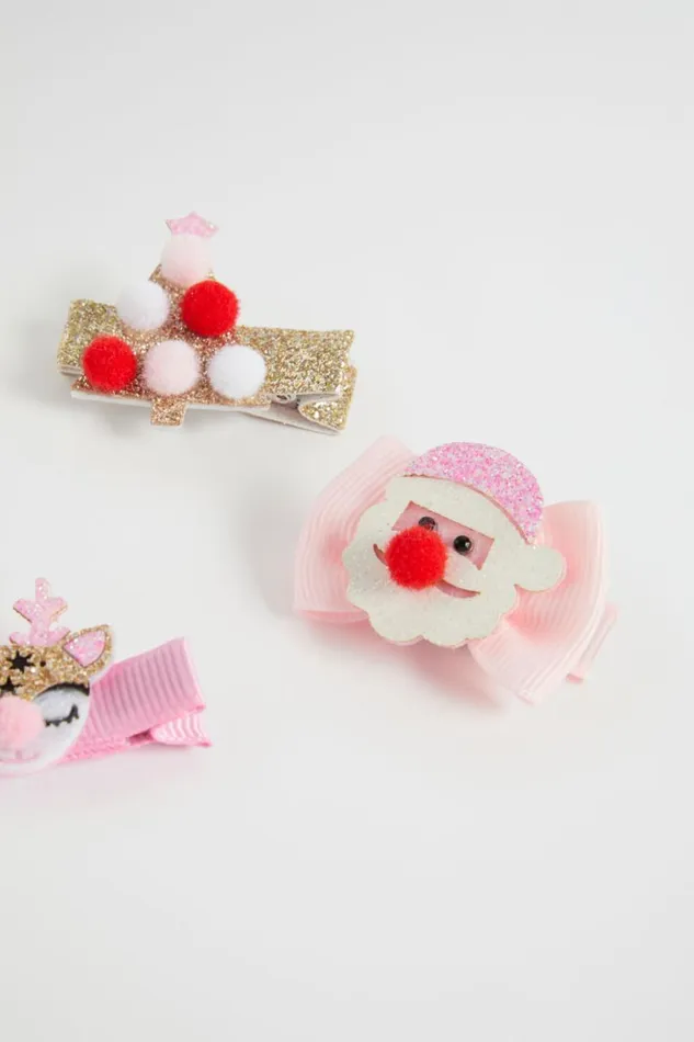 Hair Accessories Girl Seed Heritage Christmas Glitter Duck Clip Trio Multi