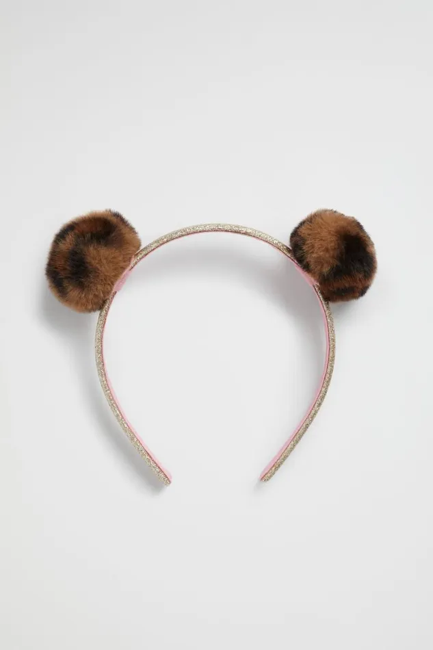 Hair Accessories Girl Seed Heritage Faux Fur Pom Pom Headband Ocelot