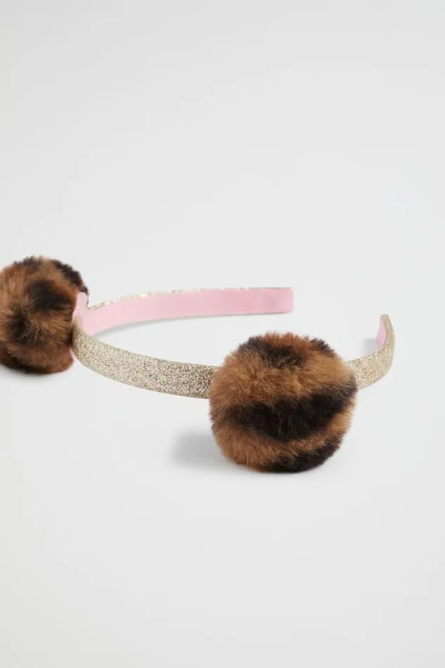 Hair Accessories Girl Seed Heritage Faux Fur Pom Pom Headband Ocelot