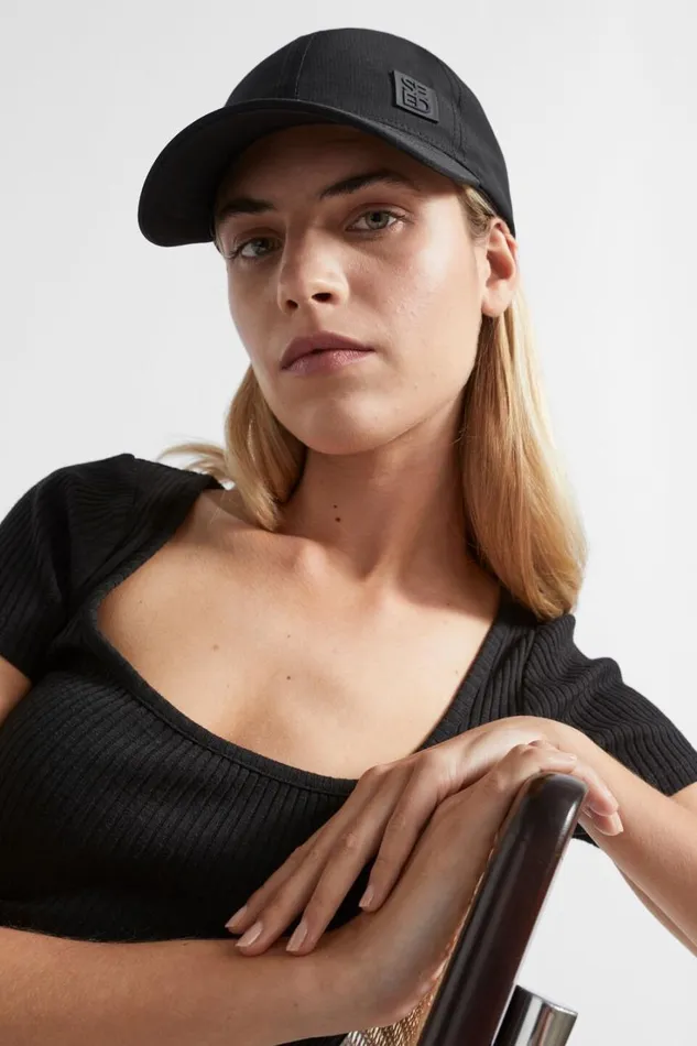 Hats and Gloves Woman Seed Heritage Fabric Relaxed Cap Black