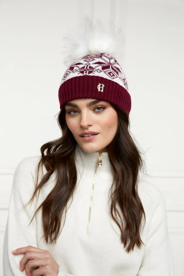 Holland Cooper Beatrice Bobble Hat Merlot Women Hats and Headbands Holland Cooper Beatrice Bobble Hat Merlot Women Hats and Headbands