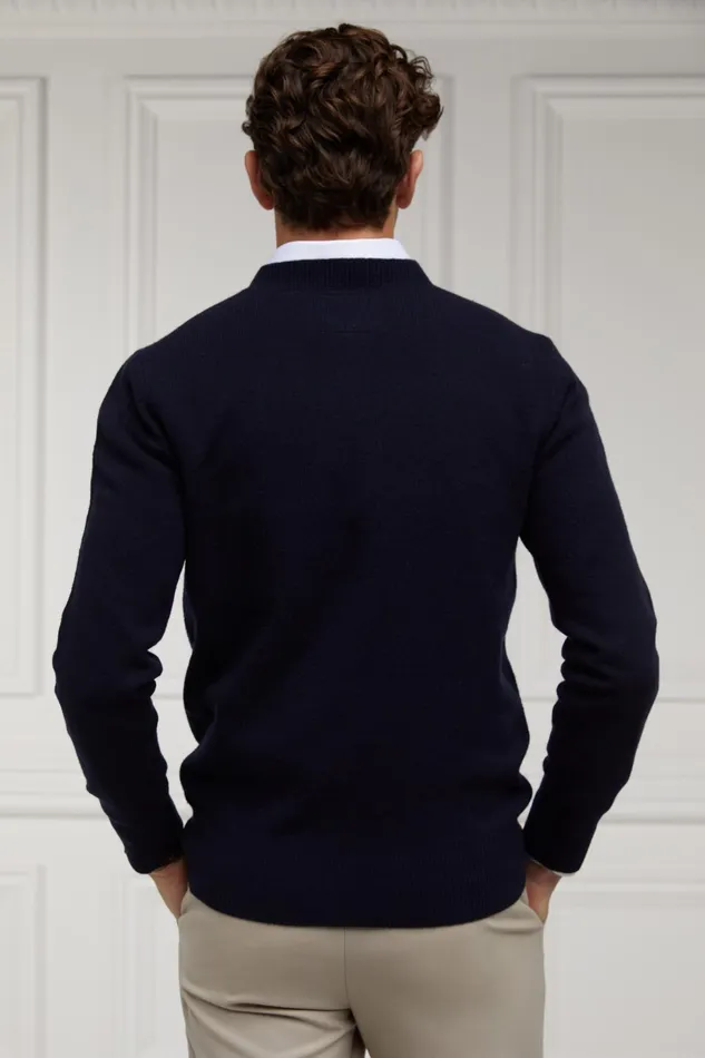 Holland Cooper Byron Crew Neck Knit Navy Men Knitwear