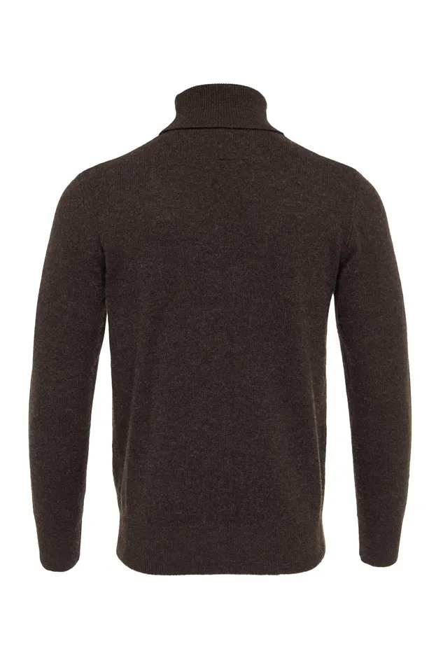 Holland Cooper Byron Roll Neck Knit Chocolate Men Knitwear