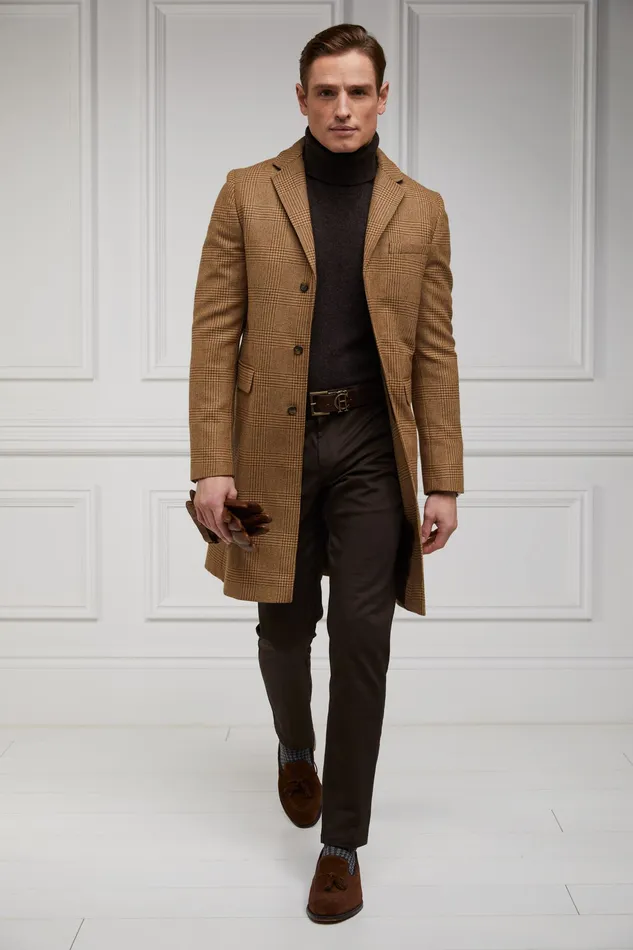 Holland Cooper Byron Roll Neck Knit Chocolate Men Knitwear