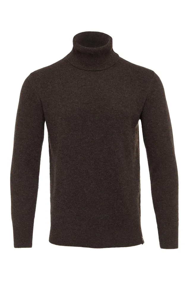 Holland Cooper Byron Roll Neck Knit Chocolate Men Knitwear