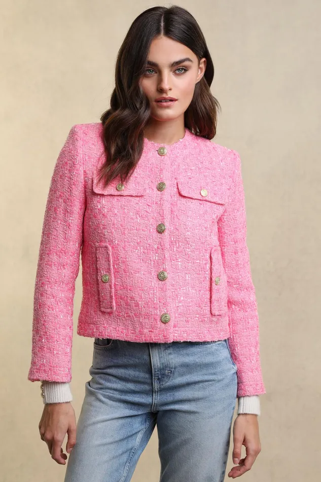 Holland Cooper Chelsea Jacket Pop Pink Boucle Women Tailoring