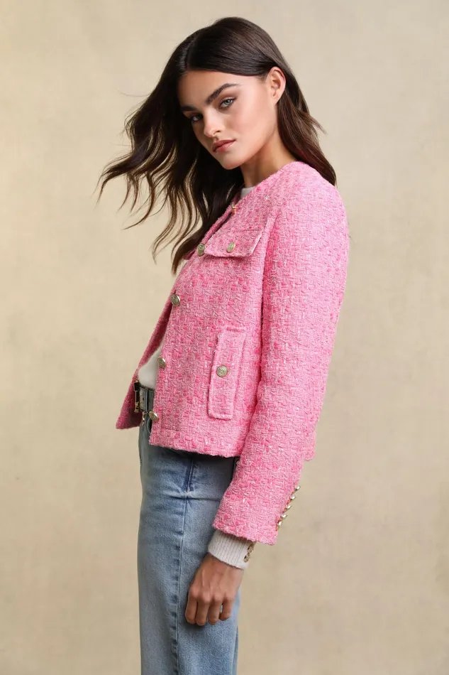 Holland Cooper Chelsea Jacket Pop Pink Boucle Women Tailoring