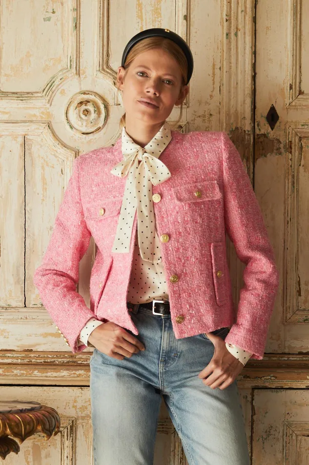Holland Cooper Chelsea Jacket Pop Pink Boucle Women Tailoring