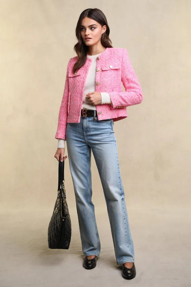Holland Cooper Chelsea Jacket Pop Pink Boucle Women Tailoring