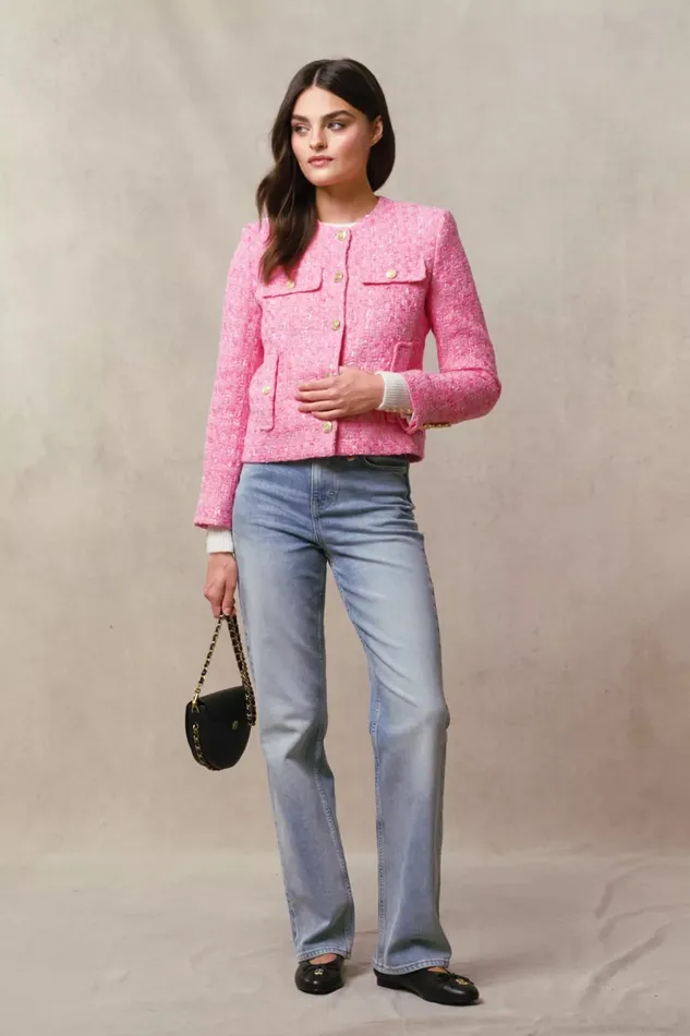 Holland Cooper Chelsea Jacket Pop Pink Boucle Women Tailoring