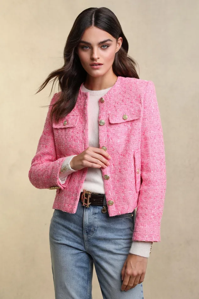 Holland Cooper Chelsea Jacket Pop Pink Boucle Women Tailoring