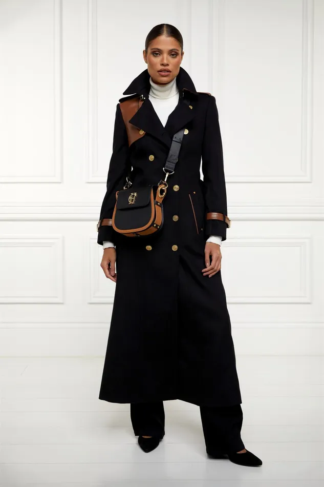 Holland Cooper Chelsea Saddle Bag Black Tan Women Crossbody Bags Holland Cooper Chelsea Saddle Bag Black Tan Women Crossbody Bags