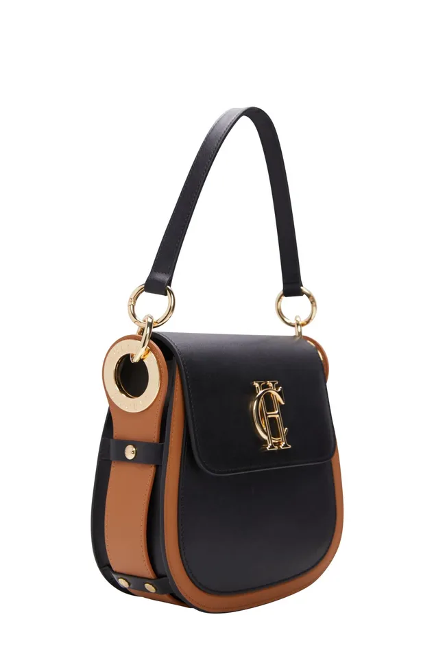 Holland Cooper Chelsea Saddle Bag Black Tan Women Crossbody Bags Holland Cooper Chelsea Saddle Bag Black Tan Women Crossbody Bags