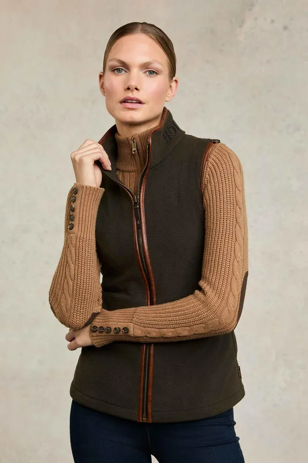 Holland Cooper Country Fleece Gilet Khaki Women Fleeces