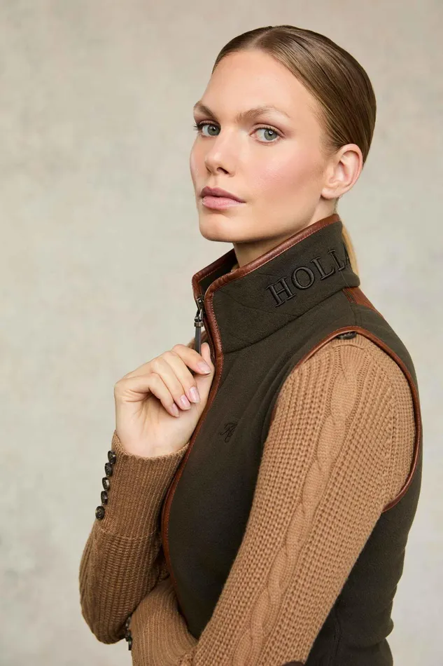 Holland Cooper Country Fleece Gilet Khaki Women Fleeces