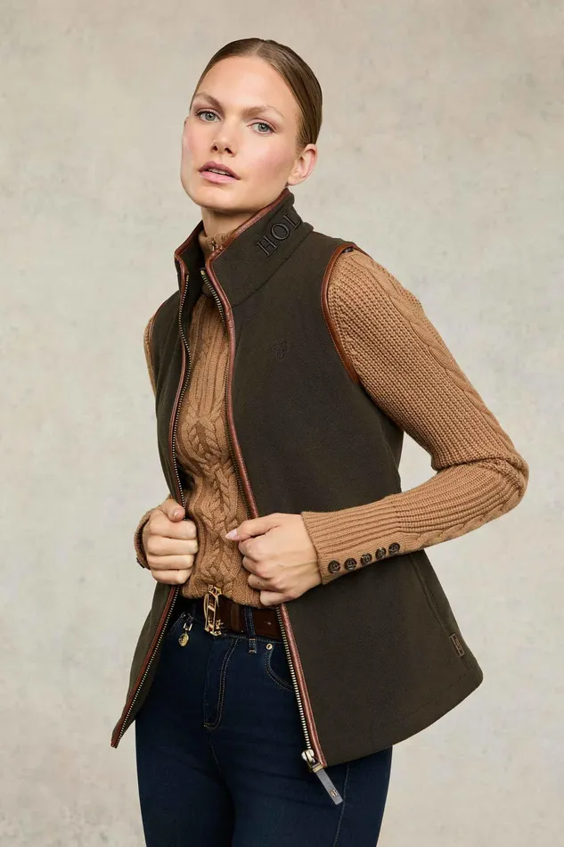 Holland Cooper Country Fleece Gilet Khaki Women Fleeces
