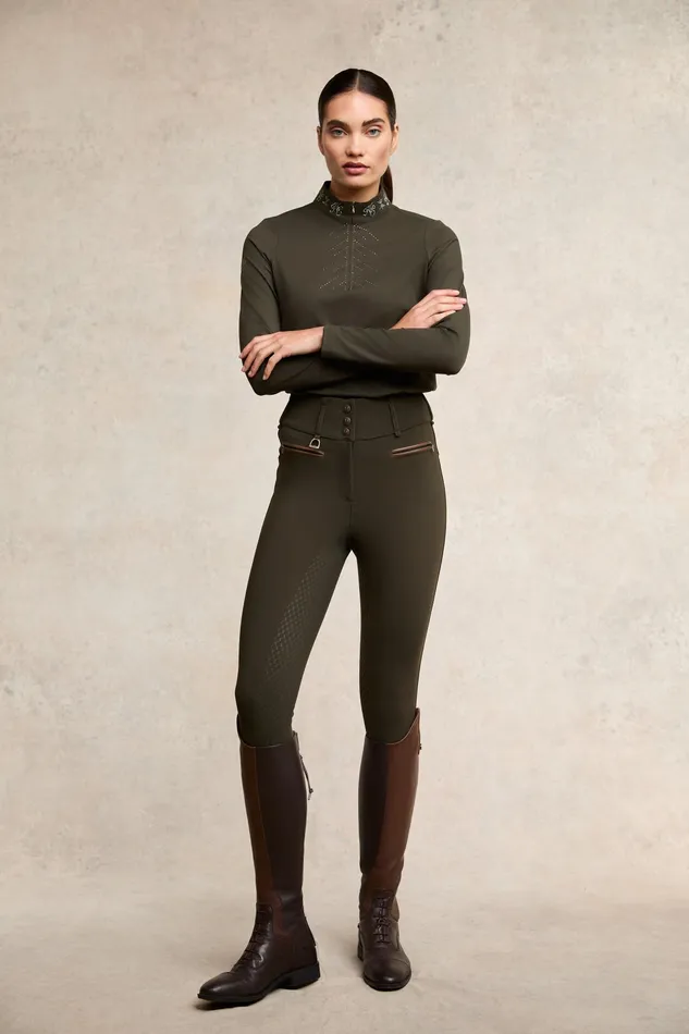 Holland Cooper Crystal Base Layer Dark Olive Women Base Layers Holland Cooper Crystal Base Layer Dark Olive Women Base Layers