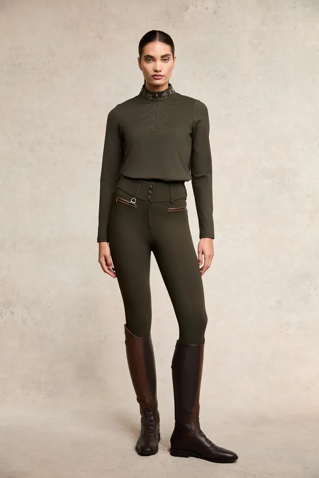 Holland Cooper Crystal Base Layer Dark Olive Women Base Layers Holland Cooper Crystal Base Layer Dark Olive Women Base Layers