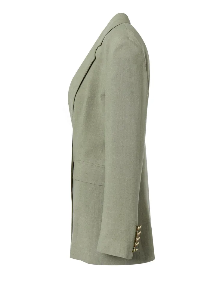 Holland Cooper Double Breasted Blazer Sage Linen Women Tailoring