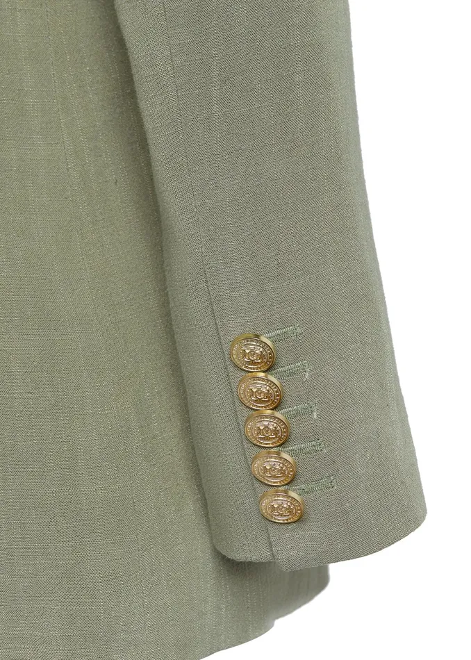 Holland Cooper Double Breasted Blazer Sage Linen Women Tailoring