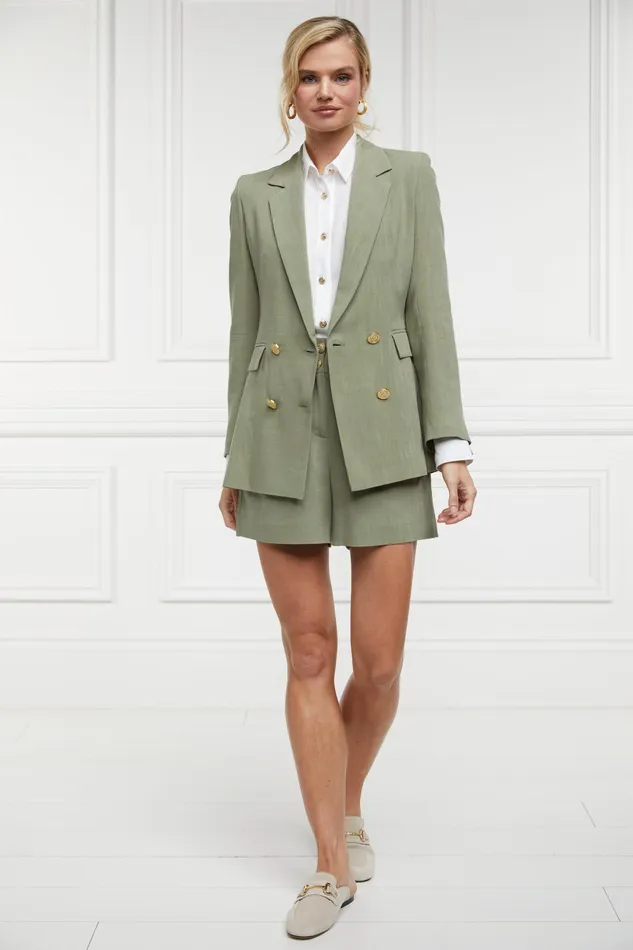 Holland Cooper Double Breasted Blazer Sage Linen Women Tailoring