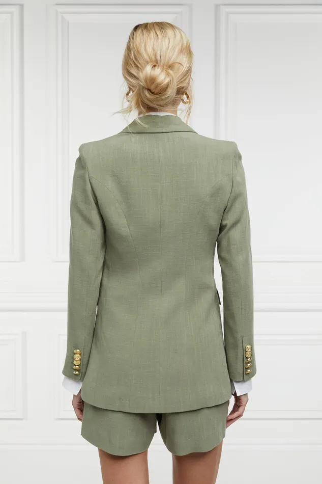 Holland Cooper Double Breasted Blazer Sage Linen Women Tailoring