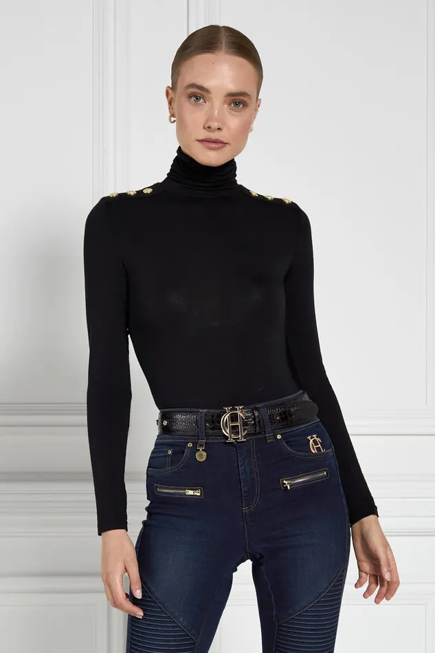 Holland Cooper Essential Roll Neck Black Women Tops